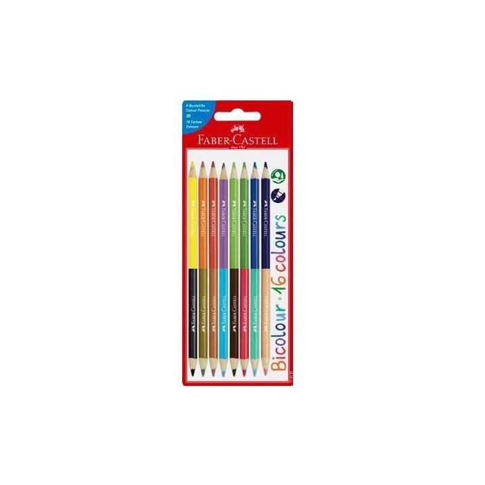 FABER-CASTELL 116197 Lápices Bicolor Buntstifte, 8 unidades, Blíster, 16 piezas
