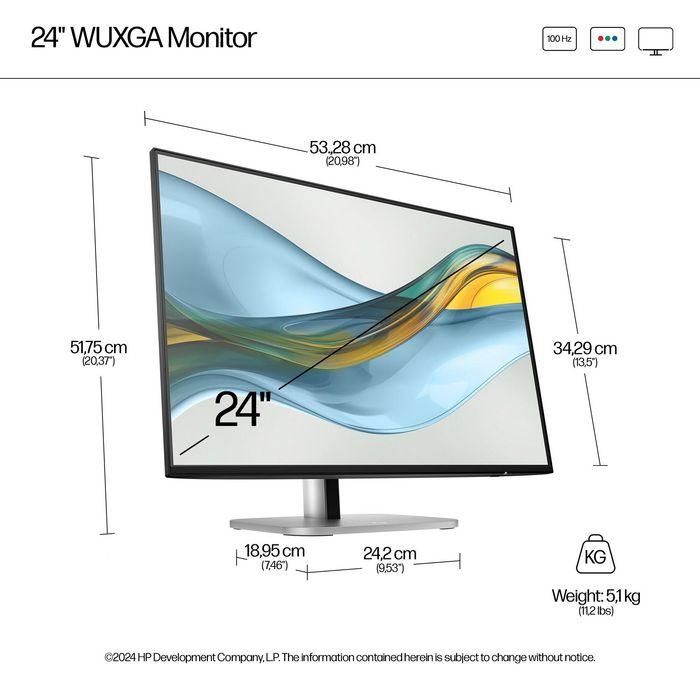 HP 524pn Monitor WUXGA Series 5 Pro de 24 pulgadas - Optimizado para el trabajo con Claridad Visual y Confort Ajustable, Libre de PVC 3