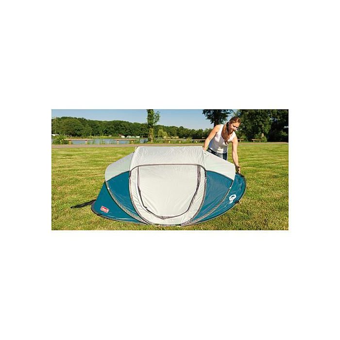 Coleman Galiano 4 FastPitch Pop Up - Tienda desplegable para 4 personas, Impermeable, Resistente a la intemperie, Color Verde y Gris