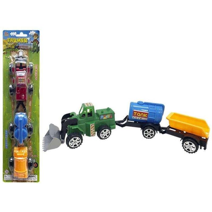 Tractor retrofriccion con 2 remolques. 10x41x6,5 cm 1 Tractor retrofriccion con 2 remolques. 10x41x6,5 cm 1