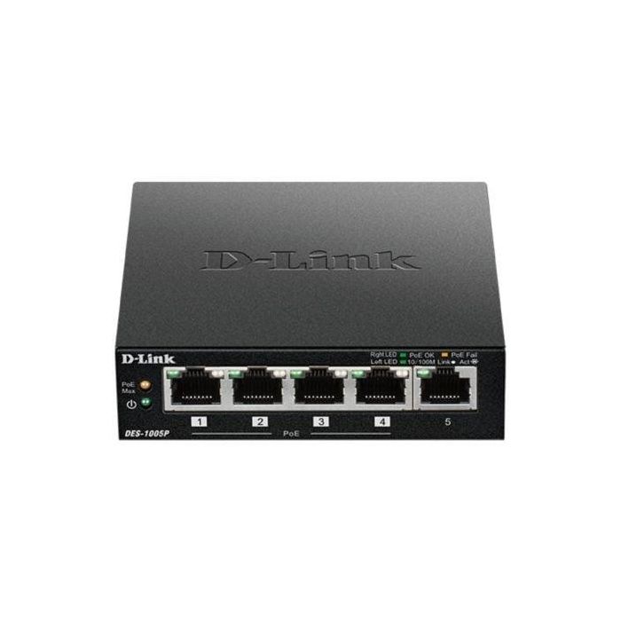 Switch D-Link DES-1005P 5 Puertos/ RJ45 10/100Mbps PoE Switch D-Link DES-1005P 5 Puertos/ RJ45 10/100Mbps PoE