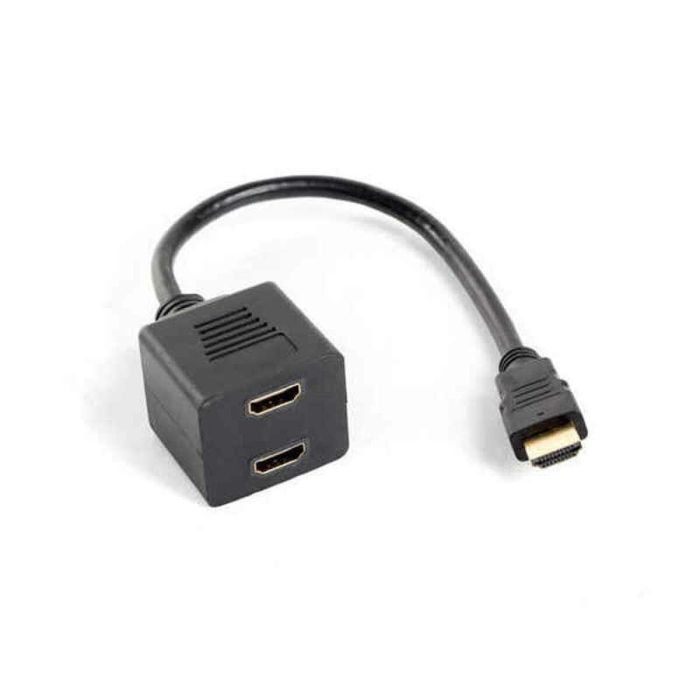 Lanberg Adaptador HDMI Macho a Hembra Divisor HDMI-AM->HDMI-AF X2 20cm Negro