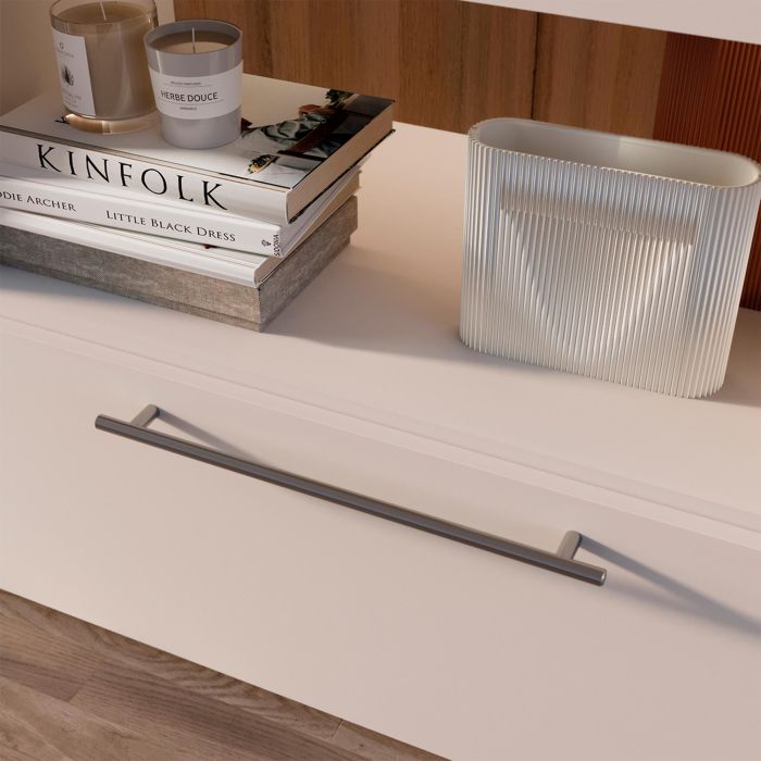 Emuca Lote de 10 tiradores para mueble Orlando, L336mm, intereje 256mm, Acero, Níquel satinado 4