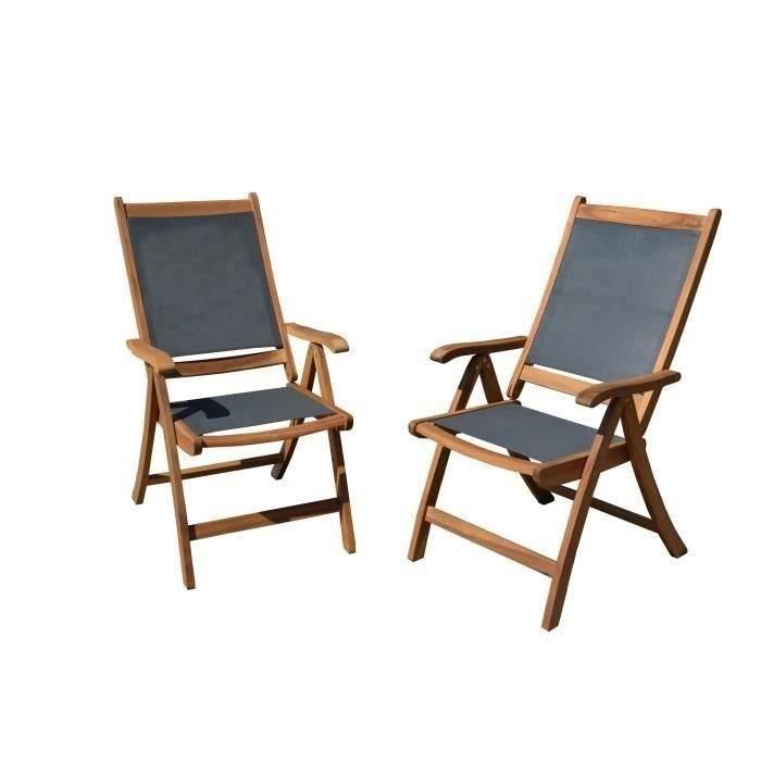 Sillón de jardín Madera de acacia Textil Gris (2 Unidades) (59 x 45,5 x 75,5 cm) Sillón de jardín Madera de acacia Textil Gris (2 Unidades) (59 x 45,5 x 75,5 cm)