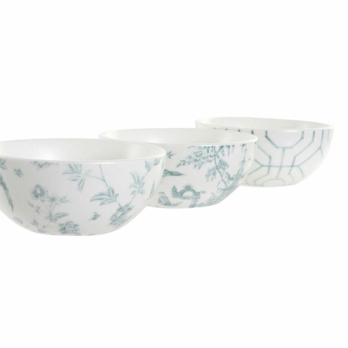 Set de Aperitivo DKD Home Decor Blanco Azul marino Porcelana Acacia Plástico Oriental 4 Piezas 30 x 9,5 x 1,3 cm 1