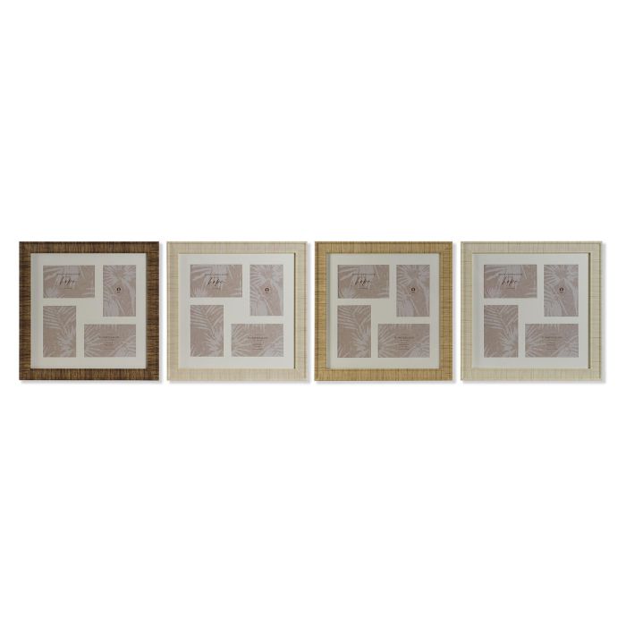 Marco Multifoto Scandi DKD Home Decor Natural Beige 2 x 38 x 38 cm (4 Unidades)