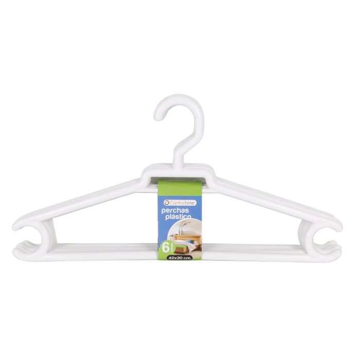 Dem Set 6 Perchas Plástico 42 x 20 cm Blancas (8 Cajas)