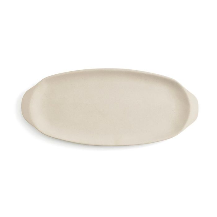 Quid Bandeja Oval Cerámica Mineral Gres Beige 13x30,5 cm Pack 8 Unidades Texturizada Alta Resistencia Apto Lavavajillas Microondas