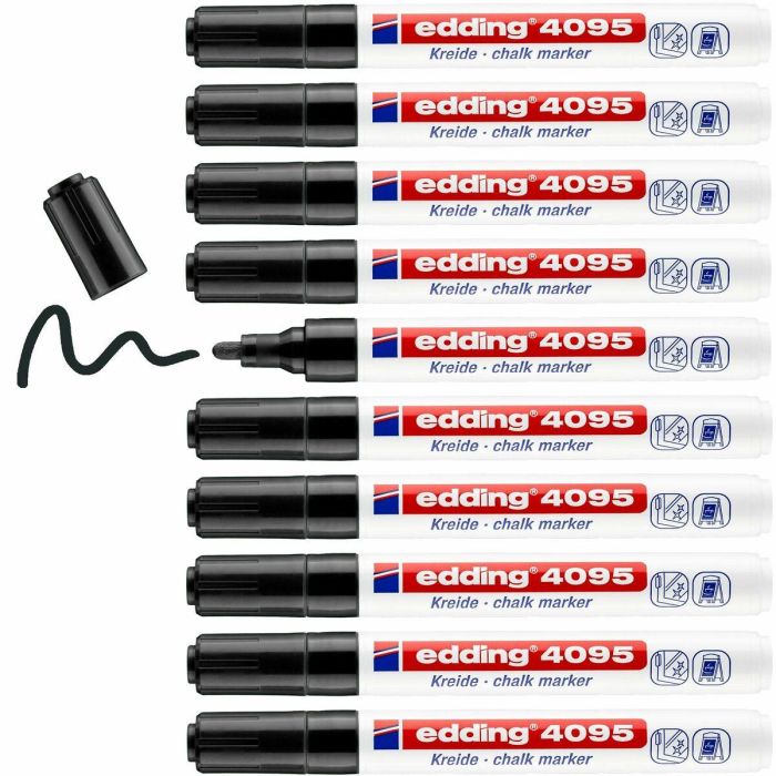Rotuladores de tiza líquida Edding 4095 Negro (10 Unidades) 3 Rotuladores de tiza líquida Edding 4095 Negro (10 Unidades) 3