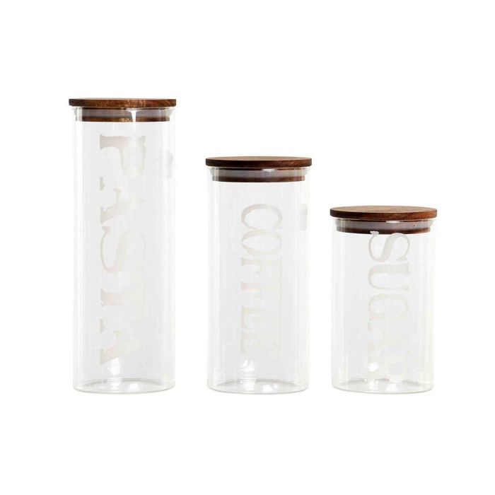 Bote Basicos DKD Home Decor Transparente Natural 10.5 x 27.7 x 10.5 cm Set de 3