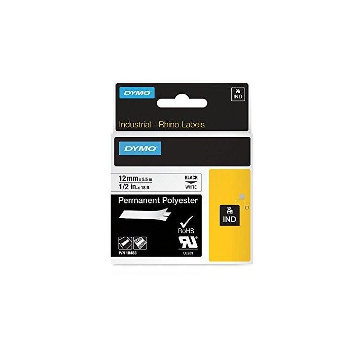 DYMO RHINO Cinta ID1-12 Negro/blanco polyester