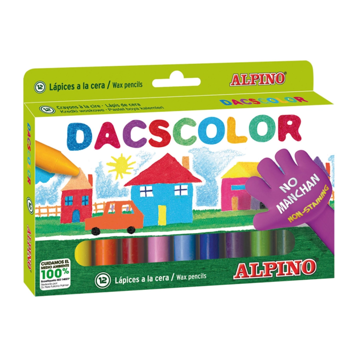 Dacs Lápices de Cera Caja de 12 Colores Intensos y Suaves, No Manchan, Mezclables 1