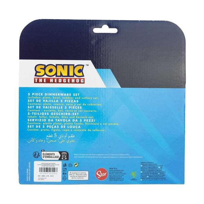Stor Set Vajilla Infantil Sonic Plato Cuenco Vaso Cuchara Tenedor Microondas 3