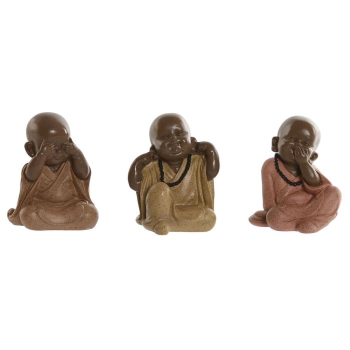 Figura Oriental DKD Home Decor Coral Lima 7 x 9.7 x 8.5 cm (3 Unidades)