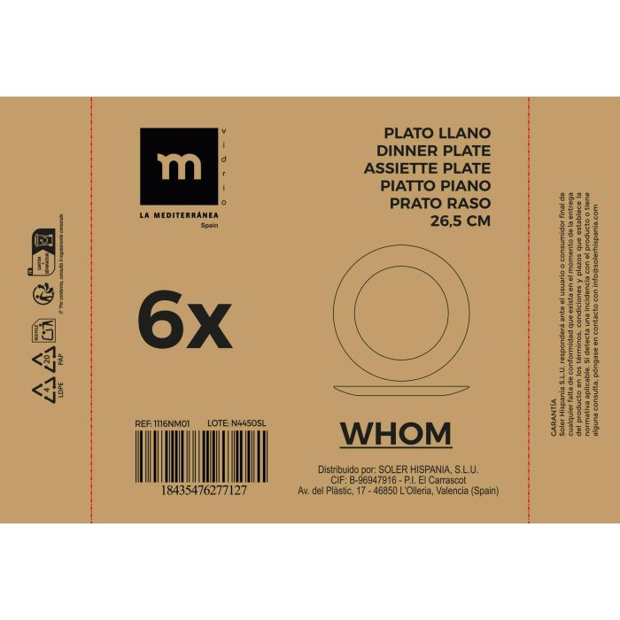 La Mediterranea Plato Llano 26.5 cm Opal Colección Whom 2