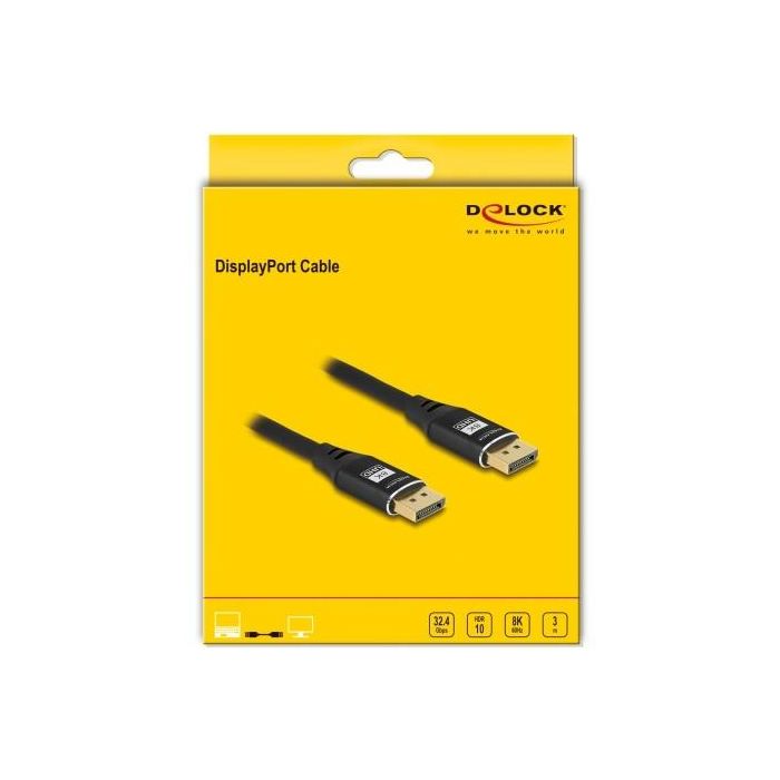 DELOCK DisplayPort Kabel 8K 60 Hz 3m schwarz Metall 2