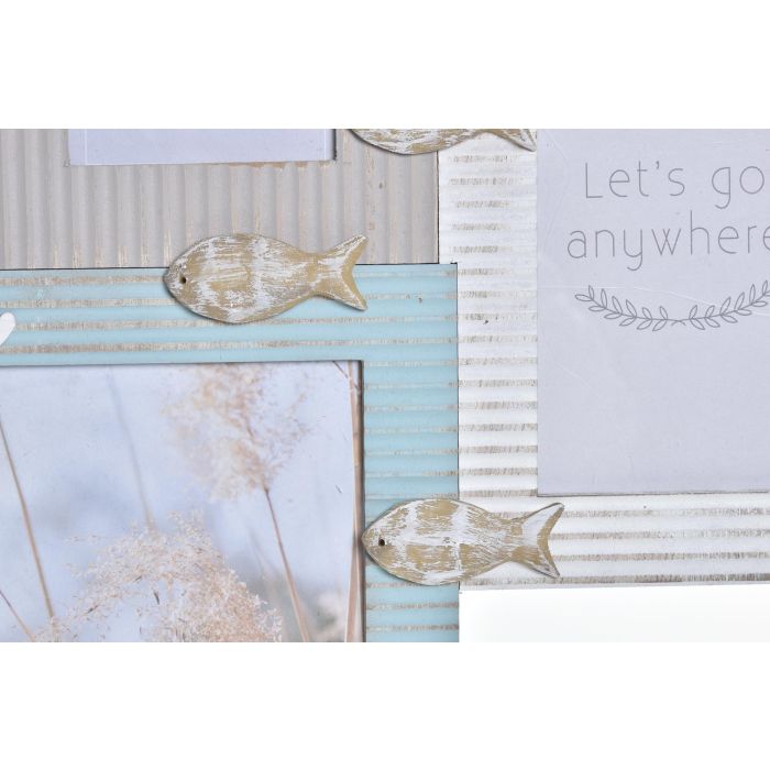DKD Home Decor Marco Multifoto Atlantico Colección O Grove Estilo Beach de Madera y Cristal Marrón Turquesa 40.5x51x2 cm 2