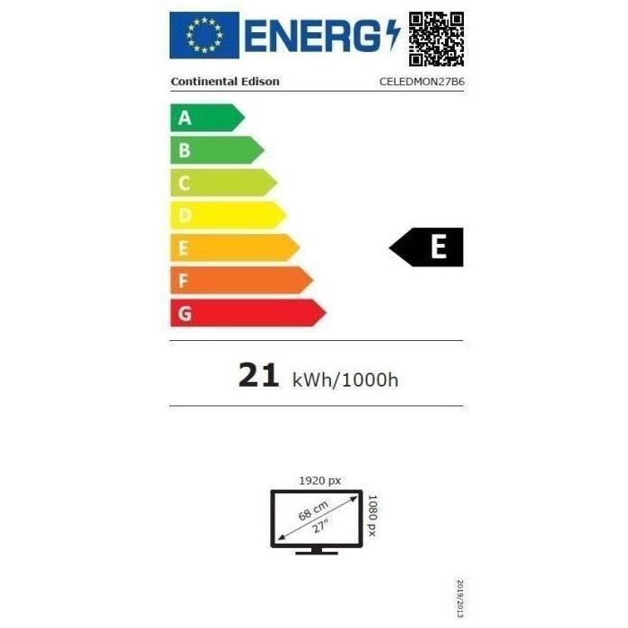 Continental Edison CELEDMON27B6 Monitor para PC 27" FHD Panel VA 100 Hz HDMI VGA 3