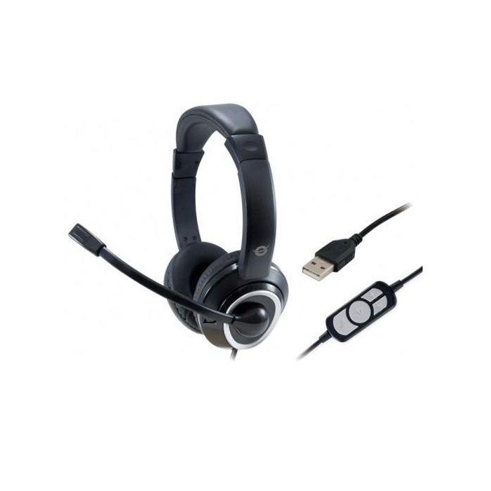 Conceptronic Auriculares Usb Microfono Flexible Control Volumen Negro-Blanco Conceptronic Auriculares Usb Microfono Flexible Control Volumen Negro-Blanco