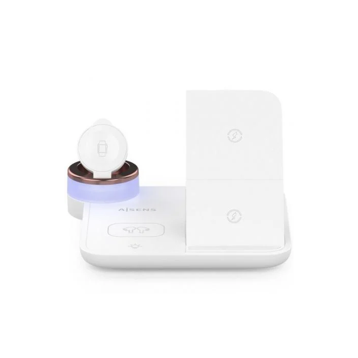Aisens ASCH-15W4WC061-W Cargador Inalámbrico 4 en 1 15W para Móvil, Apple Watch y Auriculares Blanco