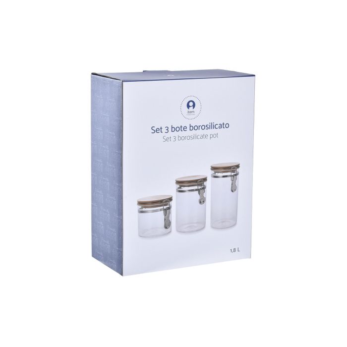 DKD Home Decor 1,4/1,1/760ml Bote de Cristal e Inox Transparente, Set de 4 con 2 Litros de Capacidad, 10x33x10 cm 3 DKD Home Decor 1,4/1,1/760ml Bote de Cristal e Inox Transparente, Set de 4 con 2 Litros de Capacidad, 10x33x10 cm 3