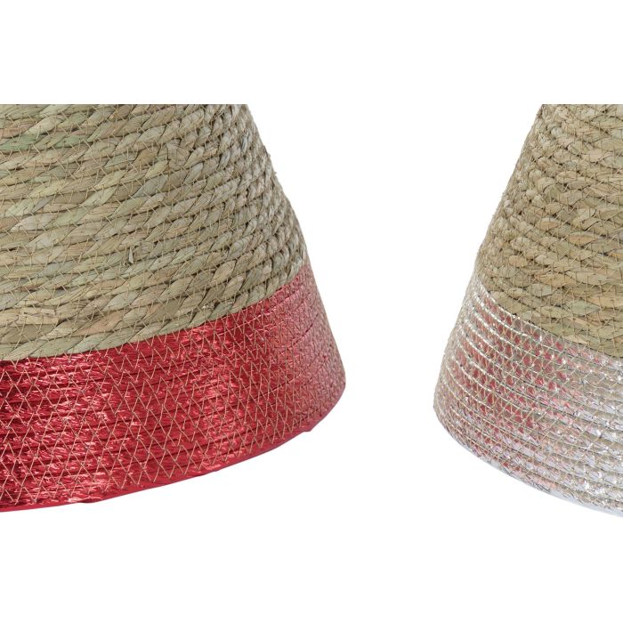 DKD Home Decor Base Arbol Tradicional Rojo Dorado 45x24x45 cm Fibra Seagrass (3 Unidades) 1