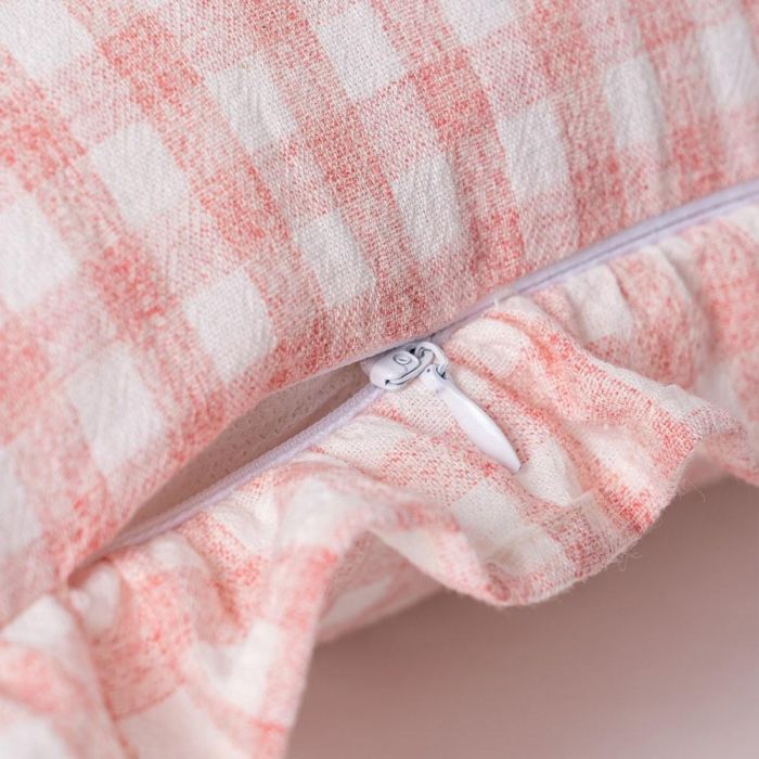 Cojín Cuadros Rosa Algodón 50 X 30 cm