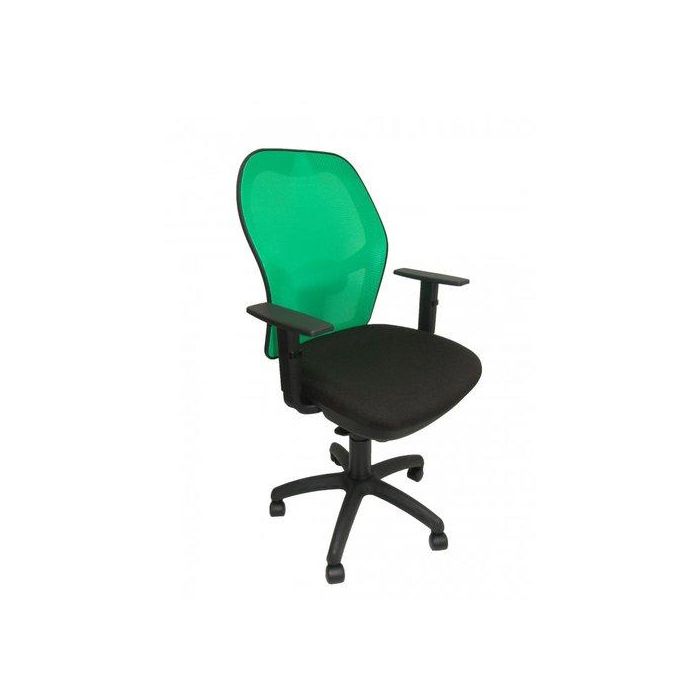 Silla Piqueras Y Crespo Jorquera Brazos Regulables Mecanismo Sincro Con Regulador De Tension Respaldo De Malla Verde Y Asiento Tapizado Bali Negro