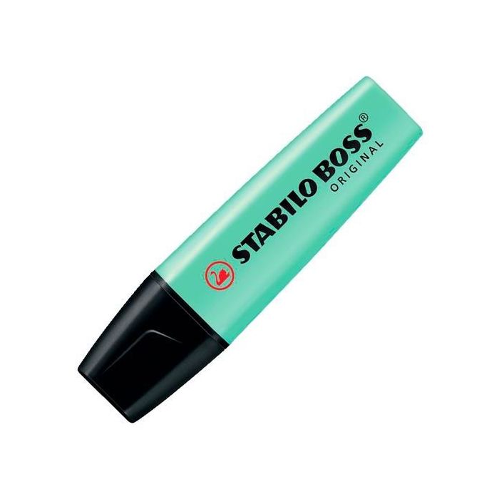 Stabilo Marcador Fluorescente Boss Original, Tinta Base Agua, Tecnología Antisecado, Menta Pastel, Pack 10 Unidades (10 Unidades)
