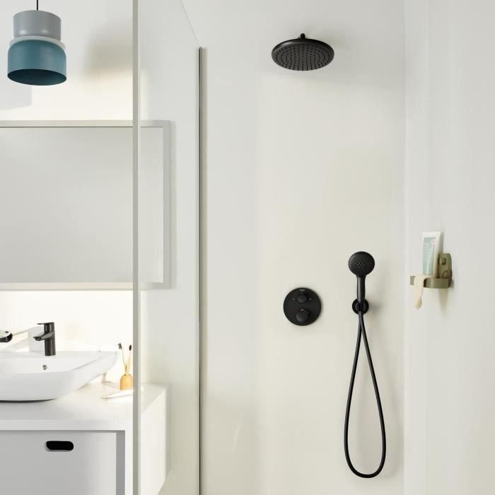 Grohe 348832430 Conjunto de Ducha Empotrado, Grifería Termostática, 1 + 2 Chorros de Agua, Acabado Negro 2 Grohe 348832430 Conjunto de Ducha Empotrado, Grifería Termostática, 1 + 2 Chorros de Agua, Acabado Negro 2