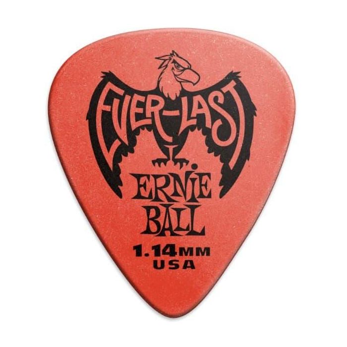 Ernie Ball Púas Everlast de Delrin Rojas 1,14 mm - Antideslizantes, duraderas y de colores vibrantes (12 Unidades)