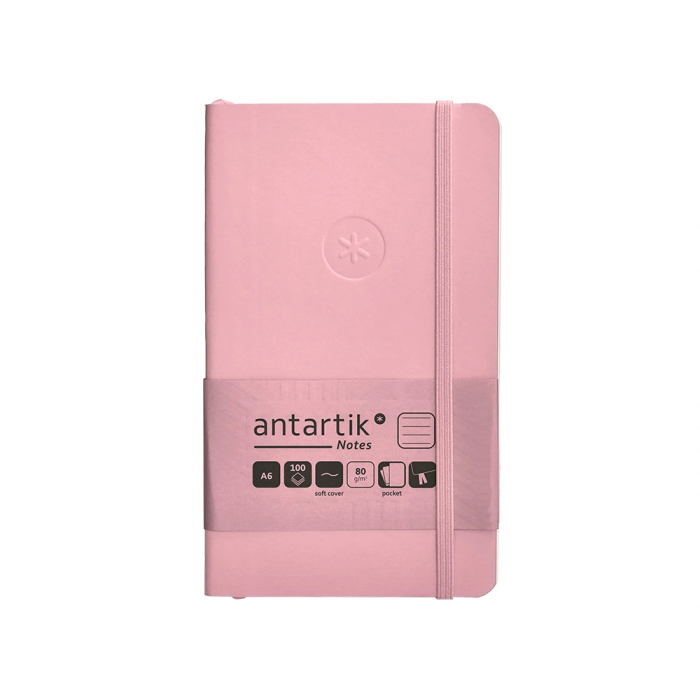 Antartik Cuaderno A6 Tapa Blanda Rayas Rosa Pastel 100 Hojas 80 gr FSC 1
