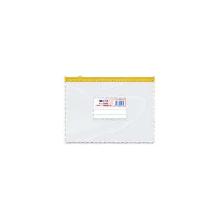 Dosier Sobre Dohe Zipper A5 Apaisado Pvc Transparente/Amarillo 24 unidades