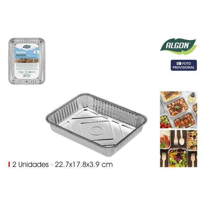 Inde Set de 2 Bandejas Rectangulares 22.7 x 17.8 x 3.9 cm (36 Unidades) Inde Set de 2 Bandejas Rectangulares 22.7 x 17.8 x 3.9 cm (36 Unidades)