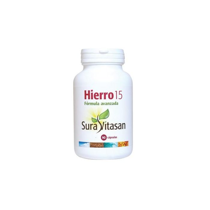 SURA VITASAN Hierro 15 mg Vitamina C y Vitaminas B, 90 Cápsulas para Formación de Glóbulos Rojos y Energía