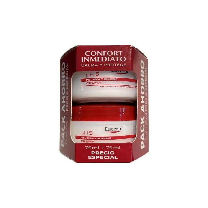 Eucerin PH5 Crema Piel Sensible Pack 2 x 75 ml - Hidratación Profunda y Protección