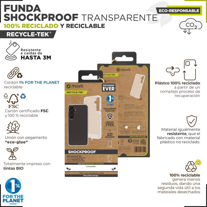 Muvit Funda Shockproof 3M para Samsung Galaxy, 100% Reciclada, Protección contra Caídas hasta 3 Metros 2 Muvit Funda Shockproof 3M para Samsung Galaxy, 100% Reciclada, Protección contra Caídas hasta 3 Metros 2