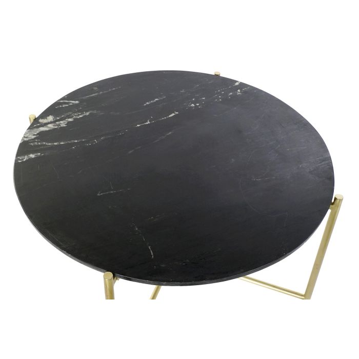 DKD Home Decor Mesa Centro Glam 81 x 44 x 81 cm Mármol Hierro Negro Dorado 1