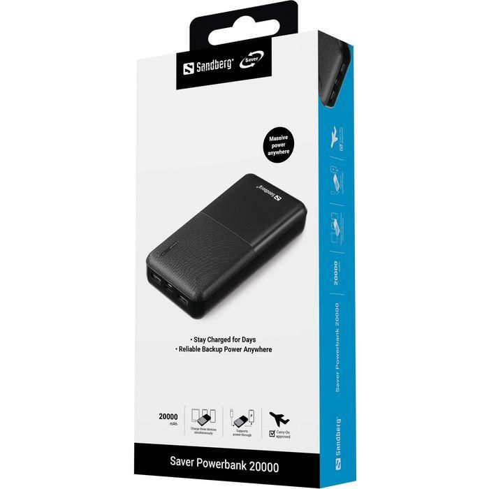 Sandberg Powerbank Saver 20000 mAh - Batería Externa Portátil con Carga Rápida USB-C y USB-A para Múltiples Dispositivos 2 Sandberg Powerbank Saver 20000 mAh - Batería Externa Portátil con Carga Rápida USB-C y USB-A para Múltiples Dispositivos 2