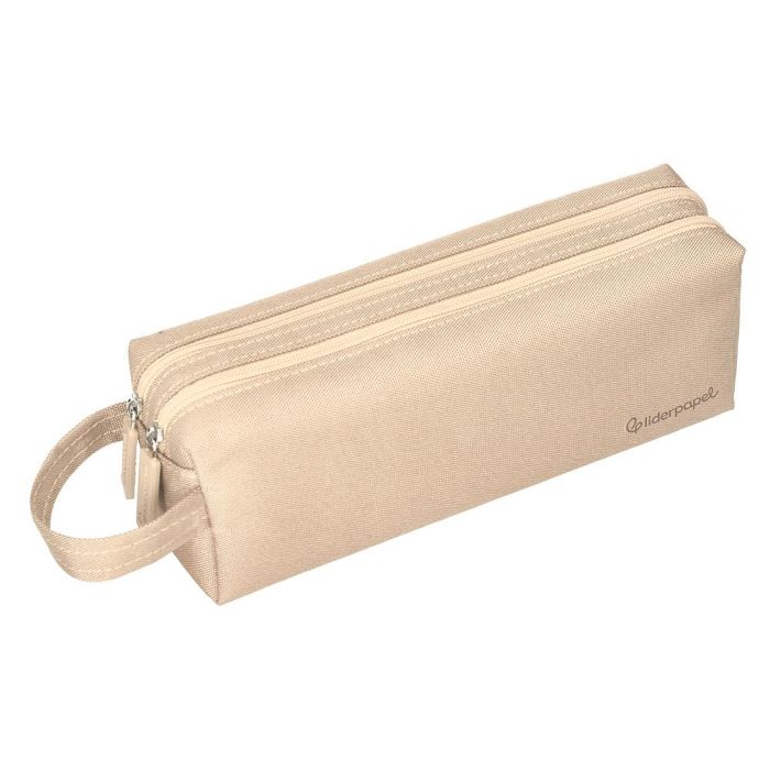 Estuche Portatodo Liderpapel Classic Rectangular Con Asa 2 Cremalleras 210 X80 mm Crema 4