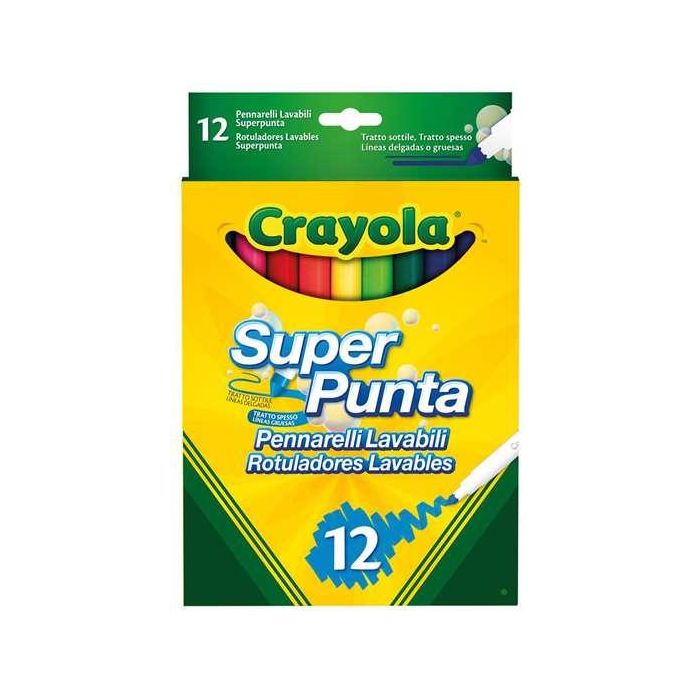 Crayola 7509 12 Rotuladores Super Punta Lavables para Niños 1