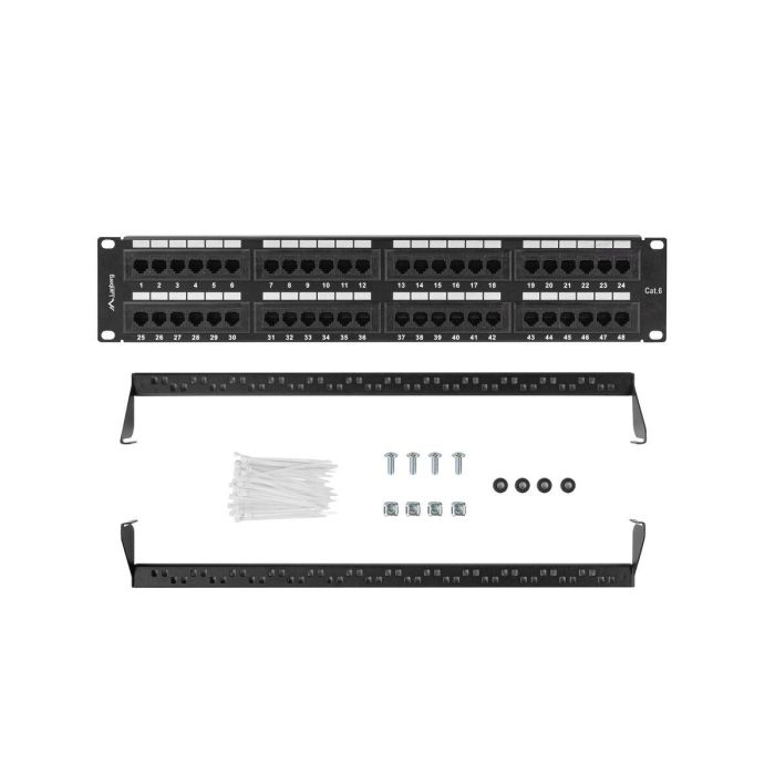 Lanberg Patch Panel 48 Puertos RJ-45 Cat.6 2U 19" Rack No Apantallado Negro Fijación IDC/LSA 14 Lanberg Patch Panel 48 Puertos RJ-45 Cat.6 2U 19" Rack No Apantallado Negro Fijación IDC/LSA 14