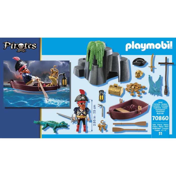 Playmobil 70860 Escondite del Tesoro Pirata con Figura de Capitán, Mono y Caimán - Set de 51 Piezas para Niños +4 Años 3 Playmobil 70860 Escondite del Tesoro Pirata con Figura de Capitán, Mono y Caimán - Set de 51 Piezas para Niños +4 Años 3
