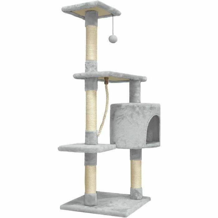PALOMA Rascador para gatos gris 40 x 40 x 114 cm - 3 plataformas, 1 cuerda, 1 nicho, postes rascadores 5 PALOMA Rascador para gatos gris 40 x 40 x 114 cm - 3 plataformas, 1 cuerda, 1 nicho, postes rascadores 5
