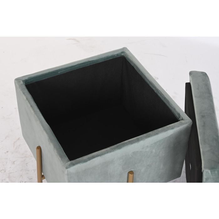 DKD Home Decor Reposapies Verde con Tapa de Poliéster y Metal 45x45x45 cm 2 DKD Home Decor Reposapies Verde con Tapa de Poliéster y Metal 45x45x45 cm 2