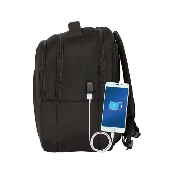 Mochila para Portátil y Tablet con Salida USB Safta Business Negro (31 x 45 x 23 cm)
