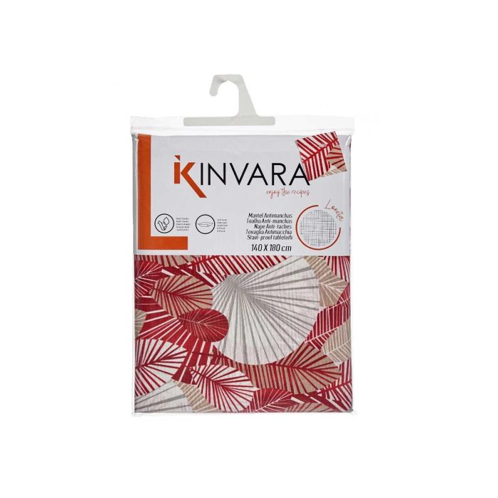 Mantel Loneta Antimanchas Hojas Granate Kinvara 140x180 cm (Set de 10) 2