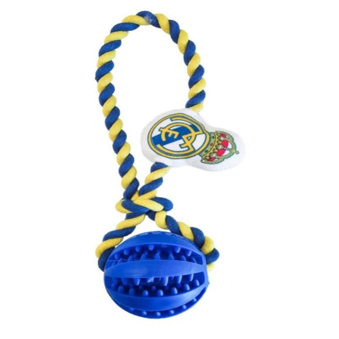 Real Madrid Juguete para Perro de Cuerda, Color Azul, Medidas 10 x 30 x 7 cm, Para +3 Años