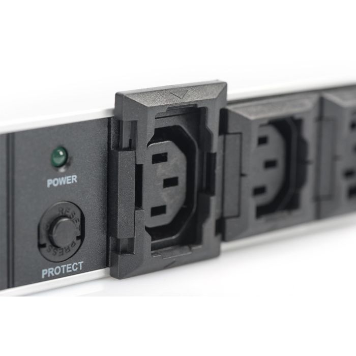 Digitus Regleta de Enchufes 10 Tomas con Perfil de Aluminio, Protección, Enchufe IEC C14 y Cable de 2m, 2500W Negro 3