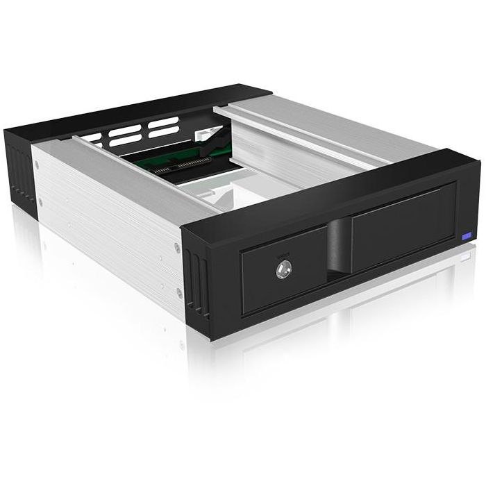 ICY BOX Wechselrahmen 1xSATA/SAS 3.5" a 1xSATA Host en bahía 5.25" EasySwap sin bandeja, Aluminio/Plástico 5